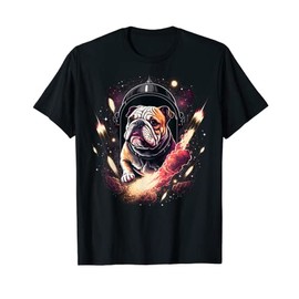 Outer Space Bulldog on Galaxy Astronaut Bulldog T-Shirt