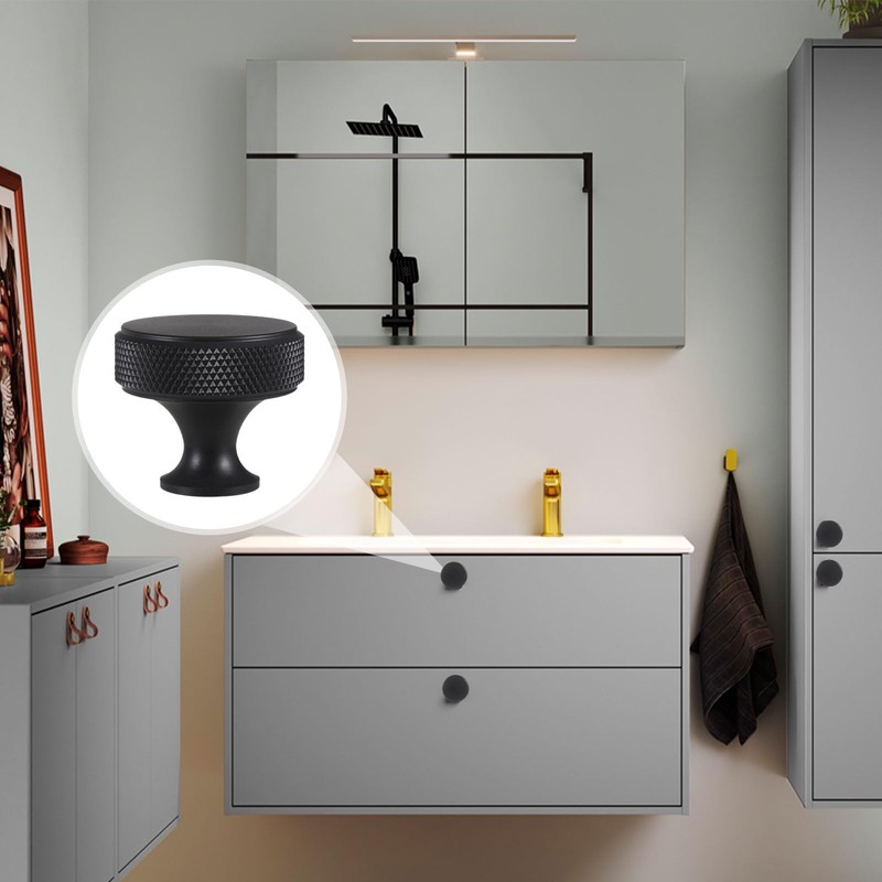 AUTUUCKEE 10 Pcs Cabinet Knobs, Black Cupboard Knobs, Metal Round