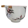 Japanese Crane On Cherry Blossoms Ceramic Donburi Ramen Bowl With