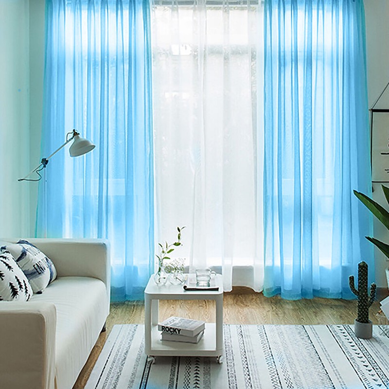Sheer Curtains Living Room Rod Pocket Window Curtain Panels Bedroom