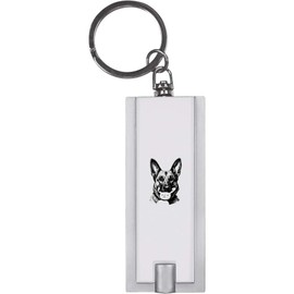 Azeeda 'German Shepherd with Bunny Toy Portrait' Keyring LED Torch (KT00042172)