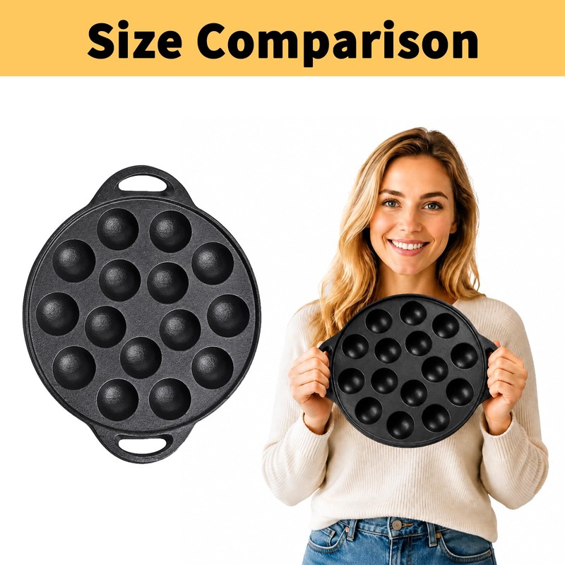 Cast Iron Pancake Pan, 10 inch Non-Stick Takoyaki Pan with