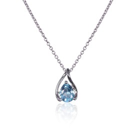 namana 925 Sterling Silver Necklace With Natural Blue Topaz Gemstone Pendant for Women, Sterling Silver Necklace With Semi-Precious Pear-Shaped Blue Topaz Stone set on an Elegant Pendant for Women.