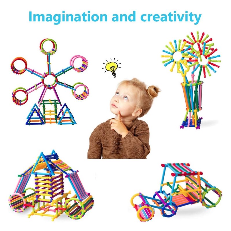 Juboury 1054pcs Building Toy Building Blocks Bars Different Shape Educational