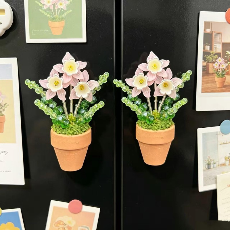 1 Pc Bling Beads Plants Refrigerator Magnets Potte, Cute Handcrafted