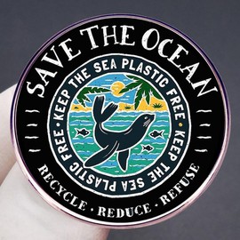 Save the ocean Lapel Pin with whale,turtle,seal recycle reduce refuse, keep the sea plastic free (seal)
