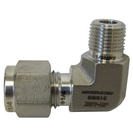 JW-Lok Stainless Steel Compression Tube Fitting 1/4" Tube x 1/8" MNPT 316 SS 90 Degree Reducing Elbow