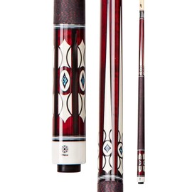 Collapsar CH01 Pool Cue with Soft Case,Burgundy Curly Maple with Cream Points and Turquoise,Black Irish Linen with Red Handle, 58Inch Professional Pool Sticks