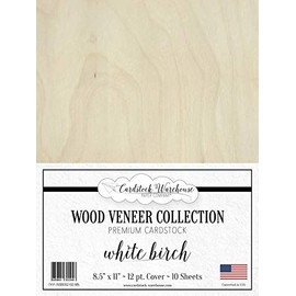 White Birch Wood Veneer Paper from Cardstock Warehouse 8.5 x 11 inch - 12Pt Text - 10 Sheets