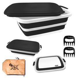 BBQ Prep Tub 16L, Collapsible Cutting Board with resting Blanket and Chicken Claws, Perfect Meat Prep Tub for Marinating, Shredding, and Grilling, All in One BBQ Accessories for outing & picnic