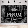 LYCGS 10X8ft Black and Silver Graduation Backdrop Class of 2025