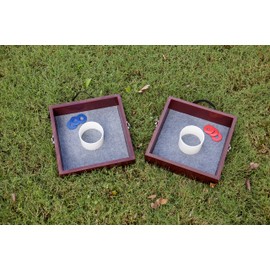 TRIUMPH SPORTS USA Premium Washer Toss Game - Includes 2 Felt-Lines Washer Boxes and Steel Washers, Brown