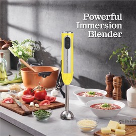 Powerful Immersion Blender, Electric Hand Blender 500 Watt with Turbo Mode, Detachable Base. Handheld Kitchen Gadget Blender Stick for Soup, Smoothie, Puree, Baby Food, 304 Stainless Steel Blades