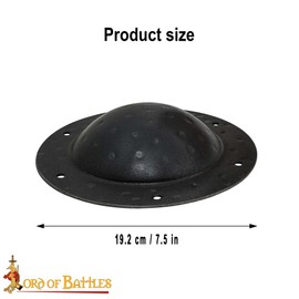 Lord of Battles Medieval Shield Umbo Viking Shield Boss 7.5" Round Boss Fully Functional Historical Battle Ready Shield Umbo - 16 Gauge Black