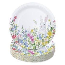 YY 100 Paper Plates Set Disposable for Easter 7 inch Party Dessert Plates for Spring Holiday