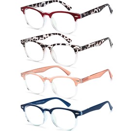EYEURL 4 Pack Round Reading Glasses for Women and Men Stylish Blue Light Blocking Reading Glasses Round Computer Readers With Spring Hinges Anti UV Ray Eyeglasses.1.75