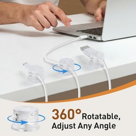 AGPTEK - Paquete de 8 clips magnéticos para cables, 360° de soporte de cable giratorio para mesita de noche, organizador de cables de computadora, gestión de cables adhesivos, cables de carga para el