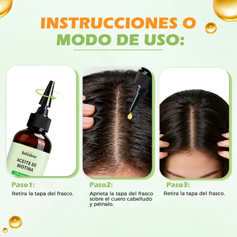 Aceite De Biotina Natural 150ml Crecimiento Del Cabello