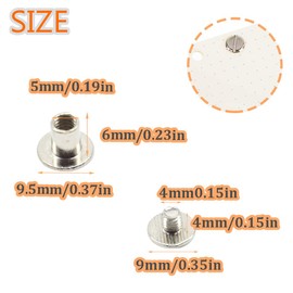 Hocansen 100 Pcs/50 Sets Silver Binding Screws Flat Head Metal Chicago Book Screws Decoration and Binding (M5x6)