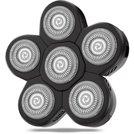 Magnetic Head Shaver Replacement Heads 7 Double Ring Waterproof Rotary Razor Blades for Bald Men Compatible with freebird wyklaus shpavver & Other Brands(black6)