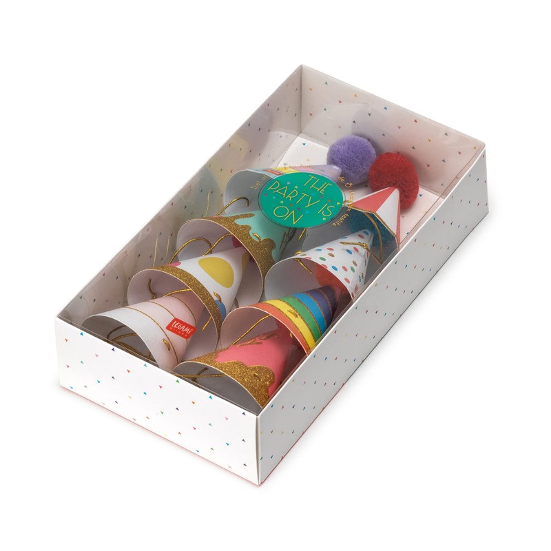 Legami - Set of 8 Party Hats with Pompom and