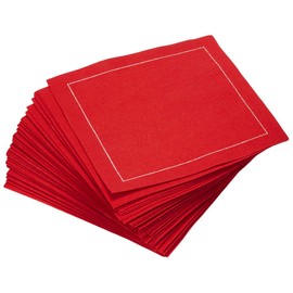 Signature Napkins Cotton Cocktail Napkins, Beverage Napkin, Bar Napkin, Party Napkins, Small Napkins, Napkins for Events, Holidays, Weddings, Parties 4.5" x 4.5" - Single Use (50 x) Red