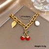 hotoo Charm Heart Chain Bracelet Dainty Cherry Pendent Bracelet For