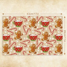 JarThenaAMCS 50 Sheets Christmas Paper Placemat Gingerbread Man Candy Cane Decorative Disposable Table Mat for Xmas Winter Party Dinner Table, 11 x 17 Inch