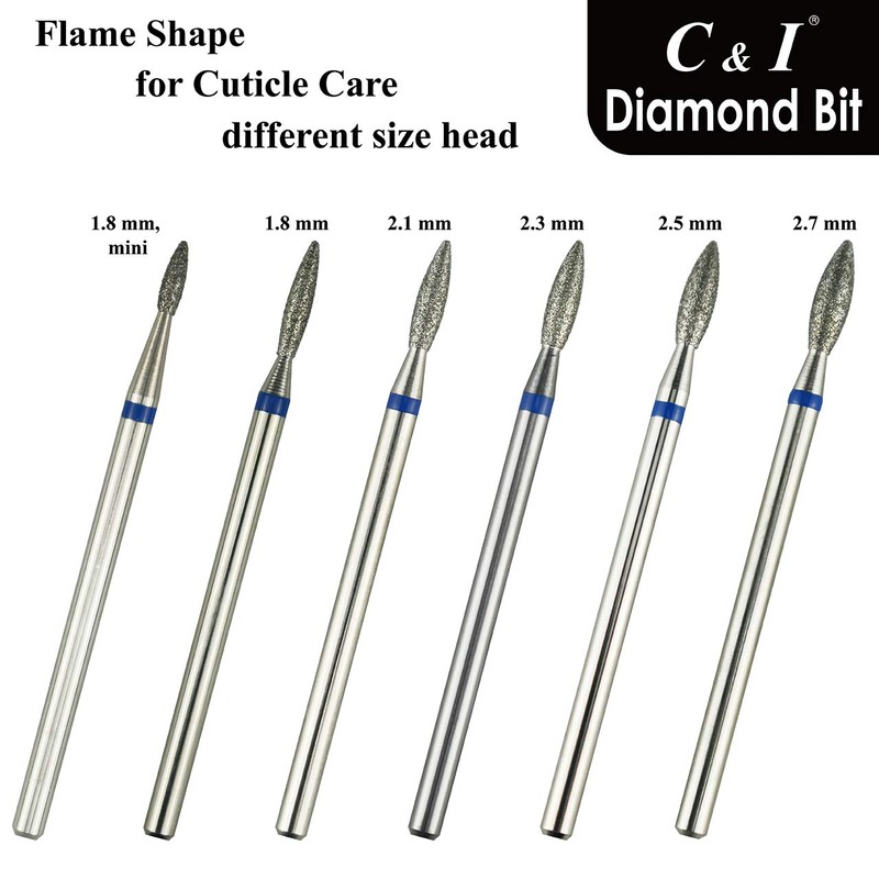 C & I Diamond Nail Drill Bit Flame Shape E-File