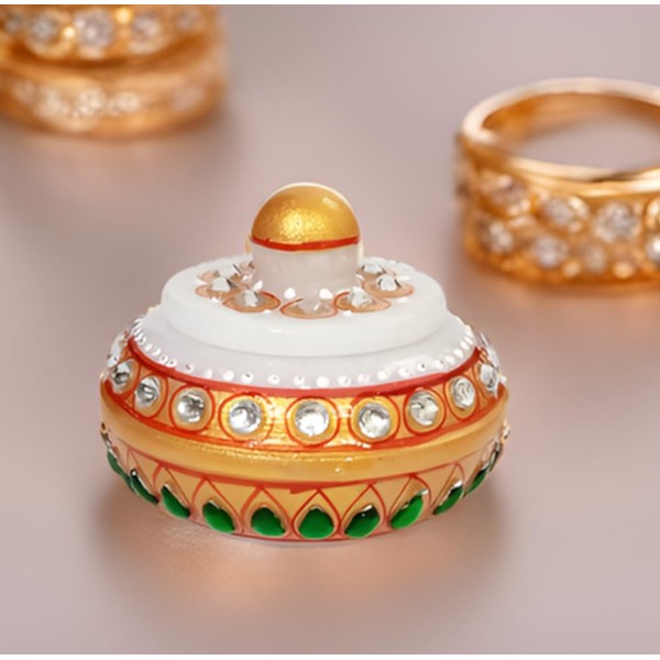 Purpledip Marble Sindoor Kumkum Dibbi: Small Box for Storing Makeup,