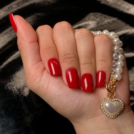 SPICY RED Press-On Nails by Lavaa Beauty | Glossy Red Short Square Nails