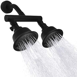 Double Shower Head with Shower Shut-Off Valves,2 Shower Head for Bathing,Dual Shower Head High Pressure 3 Function Sprayers,Matte Black