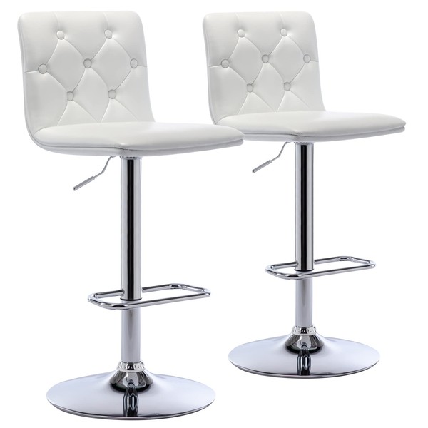 Brage Living Tufted Adjustable Bar Stools, Modern PU Leather Swivel