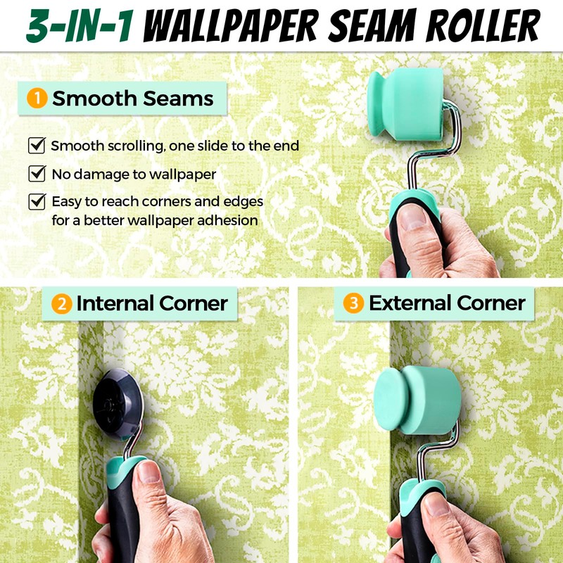 PinStone 15pcs Wallpaper Tools Kit, Flat & Corner Seam Roller,