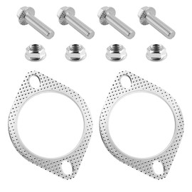2PCS 3" Exhaust Gasket OEM#120-06310-0002,Heat Resistant Exhaust Flange Gasket Kit with 4PCS Exhaust Bolts & 4PCS Nut,Catalytic Converter Gasket Car Accessories for Most Vehicles (3 inch)