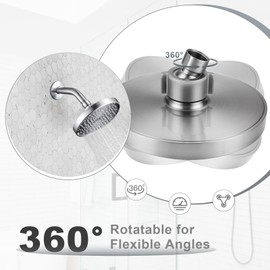 ALEASHA High Pressure Rain Shower Head, 6 Inch 1.8GPM Fixed Luxury Bathroom Showerhead, Adjustable Angles, Anti-Clogging Silicone Nozzles (Brushed Nickel)