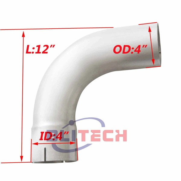 Blitech Racing 4" inch ID /OD Aluminized 90 Degree Exhaust
