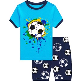 Little Hand Toddler Boys Soccer Pajama Goal Getter Pyjamas Kids Summer Football Pjs Sleepwear for Boy 2-3 Years Blue