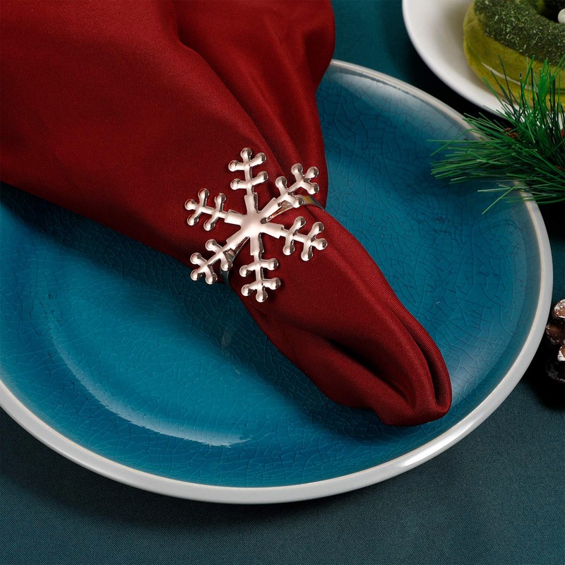 6pcs Christmas Snowflake Napkin Rings Metal Napkin Rings Napkin Holders