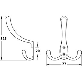 Gedotec Juna Vintage Coat Hook Antique Brass Double Hook 123 x 76 mm Polished Chrome-Plated