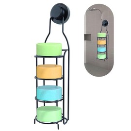 Soap Dish Holder, 4 Tier Soap Bar Holder, Stainless Steel Shampoo Bar Holder with Strong Suction Cup Self Draining Soap Dish for Bathroom Wall and Kitchen Sink