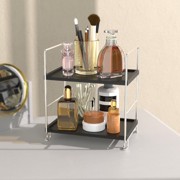 JANUS LiANG 2-Tier Bathroom Organizer Countertop Storage Shelf, Vanity Tray