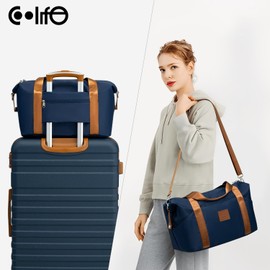 COOLIFE Cabin Bag Large Travel Bag Sports Bag 40 x 25 x 20 Ryanair Underseat Hand Luggage Overnight Weekend Hand Luggage for Women Waterproof Handbag for Sports & Travel, blue, Travel Duffel Bag