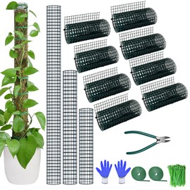Moss Pole DIY Kit, 26.3ft Metal Moss Pole for Plants Monstera, 8Pcs 8.3in×3.3ft Steel Wire Mesh with Plier, Cable Zip Ties, Max Make 13Pcs 24" Plant Poles(26.3ft Wire Mesh with Plier)