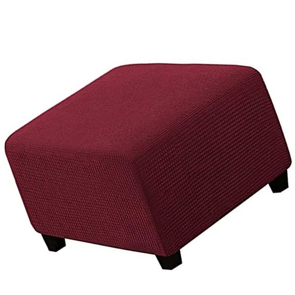 uyeoco Square Ottoman Covers Ottoman Slipcovers Folding Storage Stool Furniture Protector Form Fit with Elastic Bottom, Stretch High Spandex Small Checks Jacquard Fabric