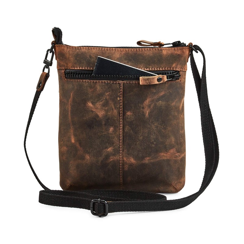 Cochoa Small Women Real Leather Crossbody Triple Zip Vintage Sling