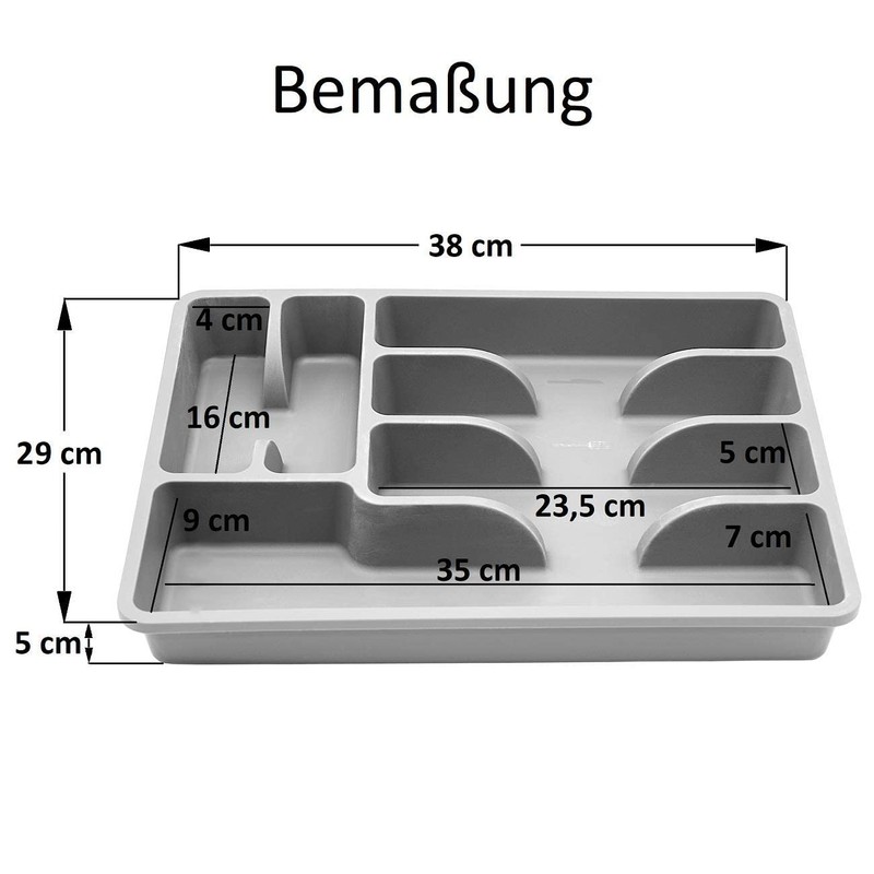 Engelland 1 x Cutlery Tray with 6 Compartments, Plastic, BPA-Free,
