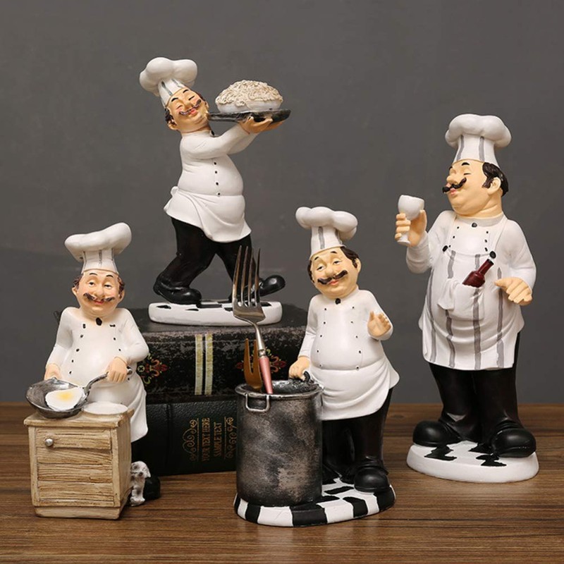 WINOMO Chef Figures Decorative Kitchen Chef Figure Chef with Pasta