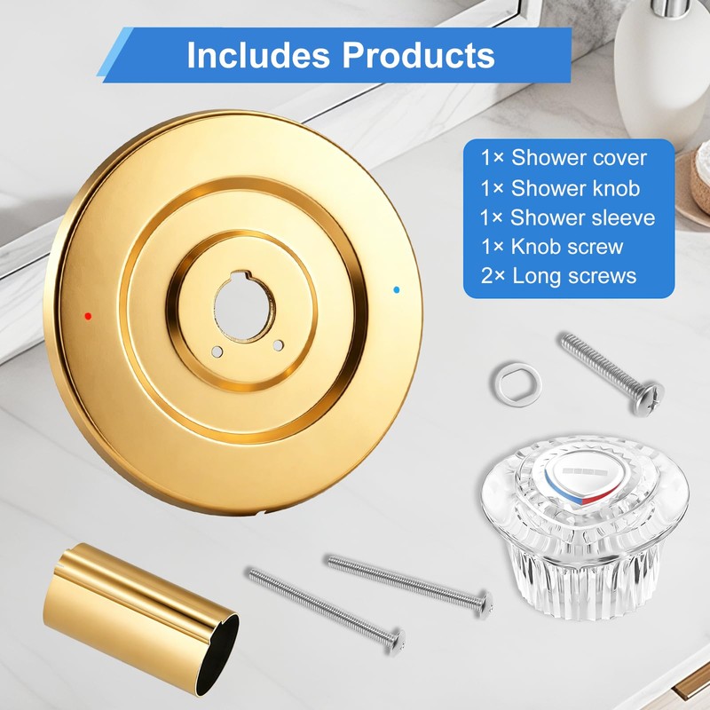 T470 Shower Trim Kit Compatible With Moen Chateau, Gold Handle