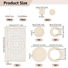 OLYCRAFT Macrame Coasters DIY Set Wooden Coaster Sets Round Macrame Cutting Shapes Round Macrame Wall Hanging Tool with Board 20 Pieces 2 Styles T Shaped Pens 6 Coater Cutting Templates